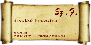 Szvatkó Fruzsina névjegykártya